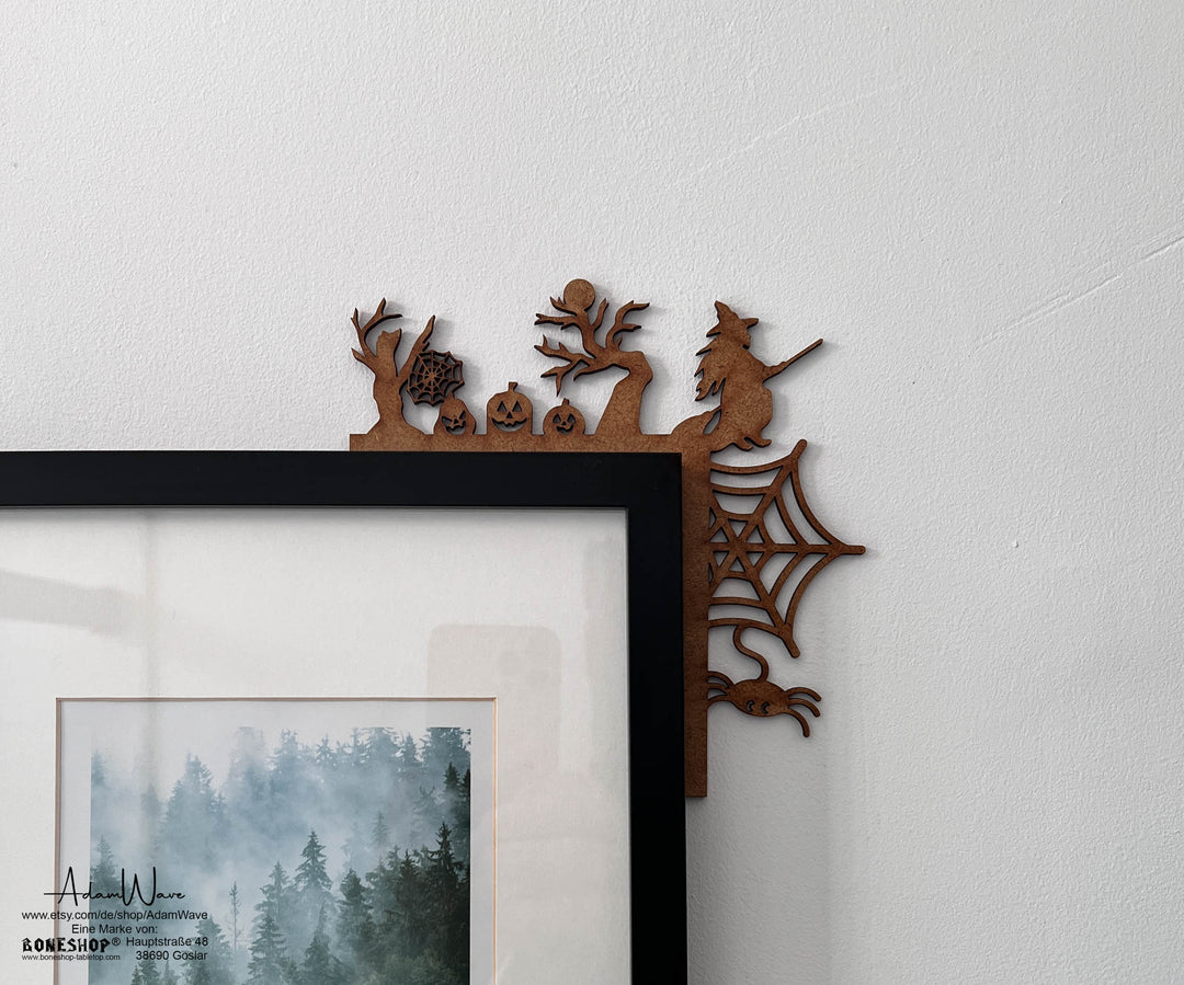 Picture Frame Halloween Decoration, Spooky Party, Window Frame Decor, Wall Decoration, Small Halloween Door Decoration, Picture Wood Corners