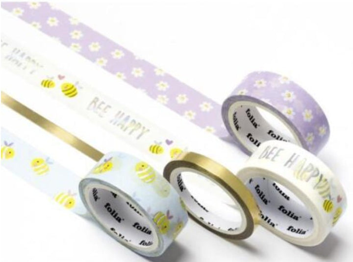Washi Tape 4er Set 3x15mm x 5m +1x 5mm x 5m Rolle