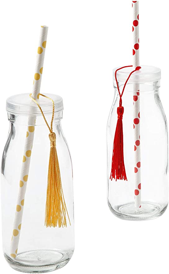 Paper Straws Bold Dots, approx. 19.7 cm long, Ø 6mm, 25 printed paper straws, eco-friendly, food-safe, for drinking, crafting and decorating