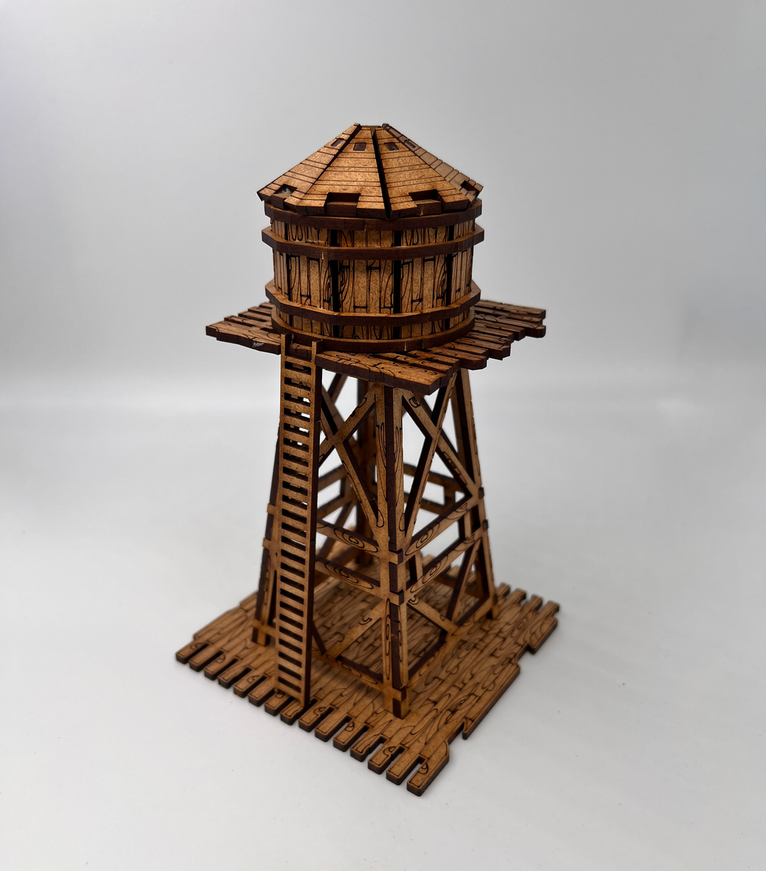 Wild West Wasserturm - kompatibel mit Miniaturen im Maßstab 28mm bis 34mm - Maßstab 1:56 - Boneshop - Lasercut Bausatz mit Anleitung