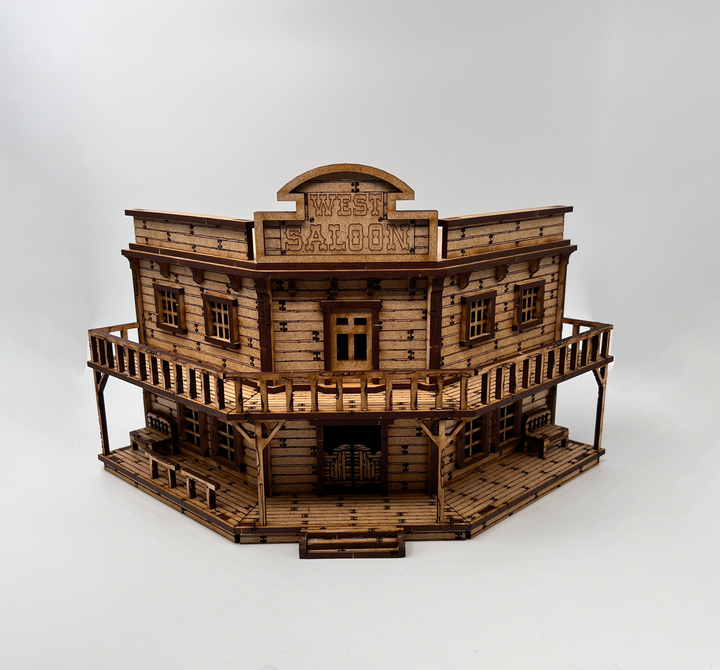 Wild West Saloon &amp; Möbel - kompatibel mit Miniaturen im Maßstab 28mm bis 34mm - Maßstab 1:56 - Boneshop - Lasercut Bausatz mit Anleitung