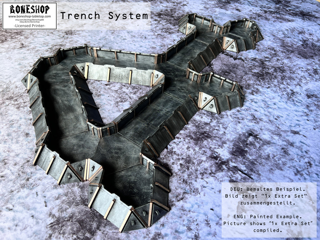 Trench System Tabletop Buildings Terrain - Sci-Fi Landscape