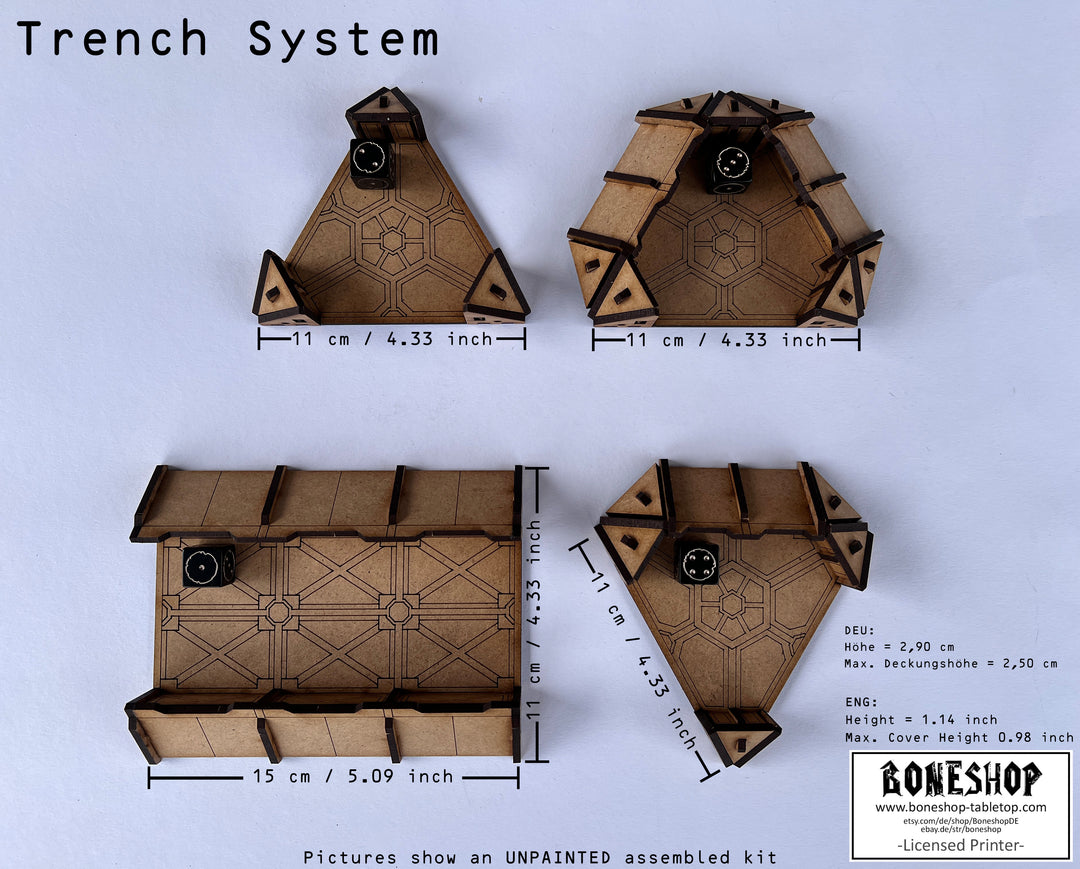 Trench System Tabletop Buildings Terrain - Sci-Fi Landscape