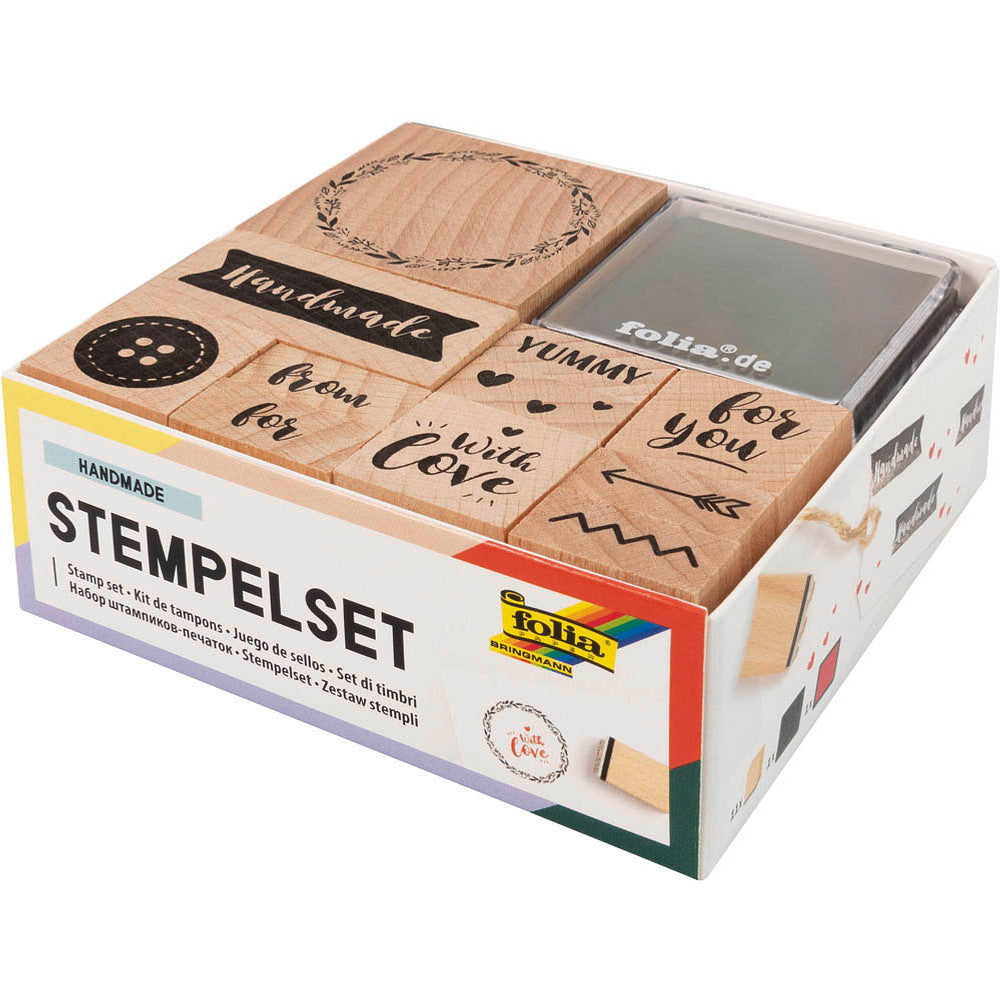 Stempelset mit 2 Stempelkissen verschiedene Motive
