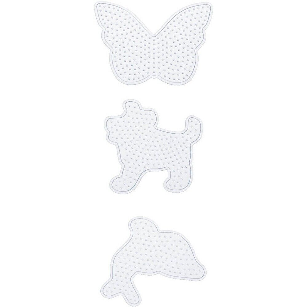 Iron-on Bead Pegboard Set with 3 transparent pegboards each for iron-on beads