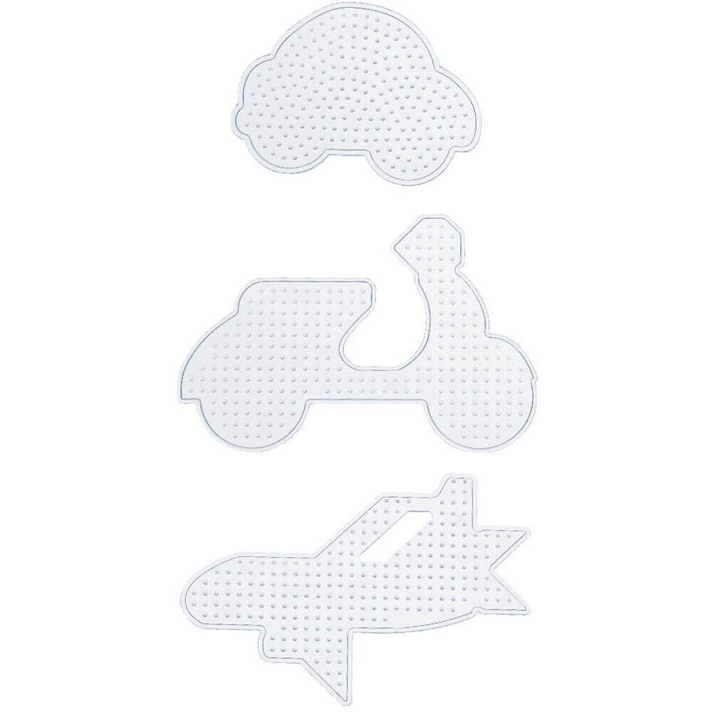 Iron-on Bead Pegboard Set with 3 transparent pegboards each for iron-on beads