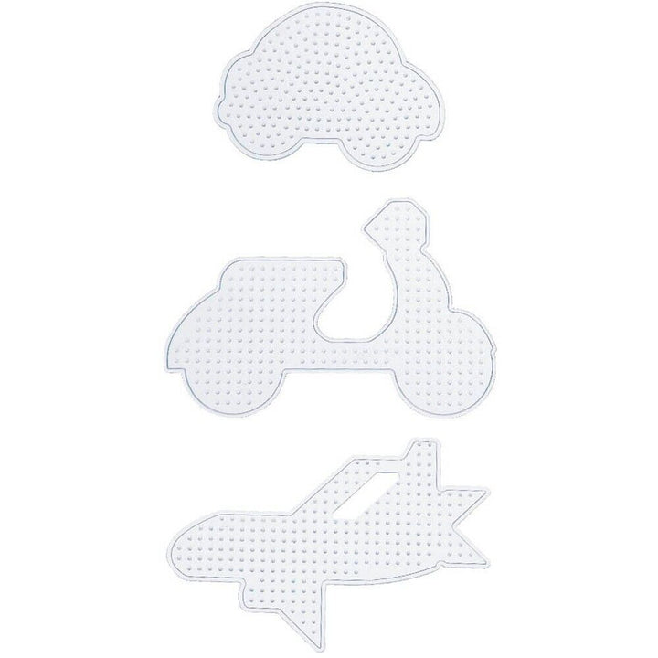 Iron-on Bead Pegboard Set with 3 transparent pegboards each for iron-on beads