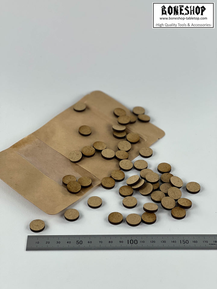 15mm Base Rund - 3mm stark - Set 10x - Blanko MDF Form - Boneshop