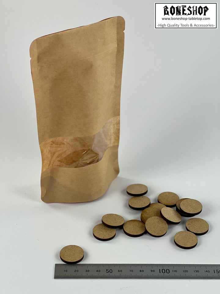 23mm Base Rund - 3mm stark - Set 10x - Blanko MDF Form - Boneshop