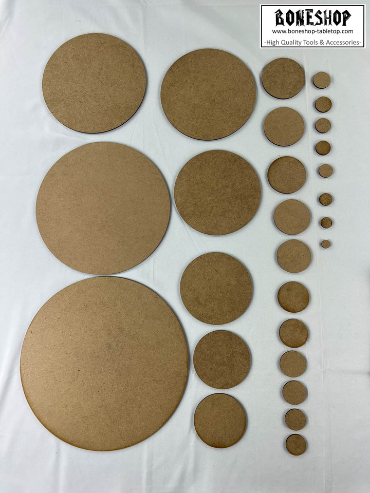 34mm Base Rund - 3mm stark - Set 10x - Blanko MDF Form - Boneshop